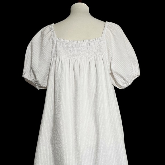 Madewell Puff-Sleeve A-Line Mini Dress in Seersucker Stripe Size L - Picture 8 of 10